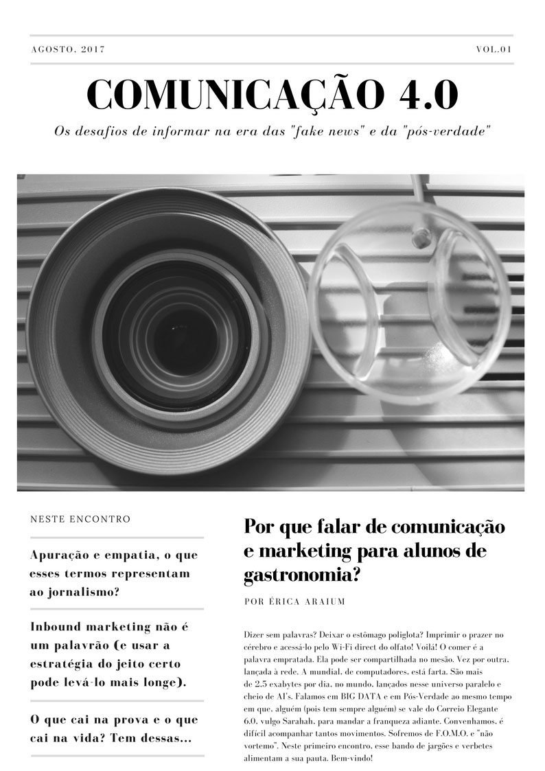 Comunicação 4.0 e gastronomia Comunicação 4.0 e gastronomia